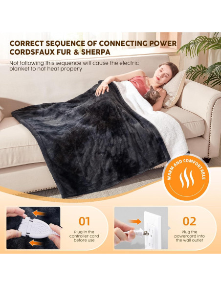 Manta Calentada Eléctrica HYLEORY 127x152 cm Negra 10 Niveles