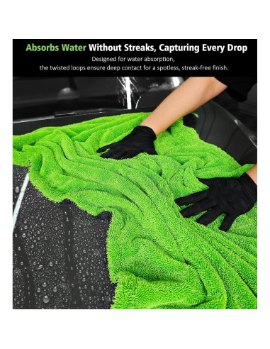 Toalla de Secado Microfibra YeewayVeh 71x91cm 1400 GSM Verde