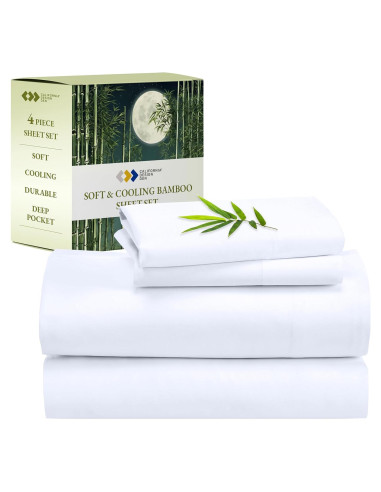 Conjunto de Sábanas Queen California Design Den Rayón Bambú - Blanco