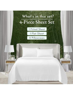 Conjunto de Sábanas Queen California Design Den Rayón Bambú - Blanco 2