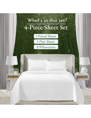 Conjunto de Sábanas Queen California Design Den Rayón Bambú - Blanco