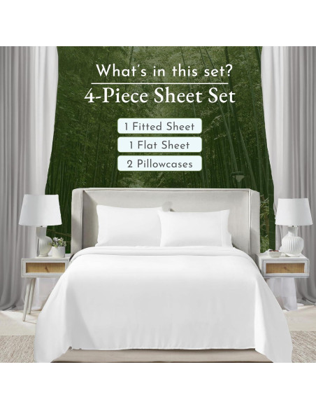 Conjunto de Sábanas Queen California Design Den Rayón Bambú - Blanco