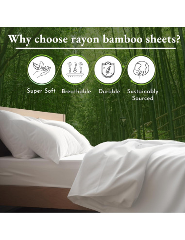 Conjunto de Sábanas Queen California Design Den Rayón Bambú - Blanco
