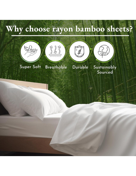 Conjunto de Sábanas Queen California Design Den Rayón Bambú - Blanco