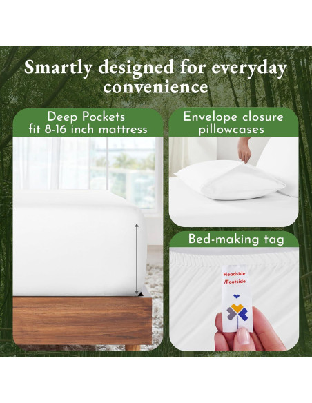 Conjunto de Sábanas Queen California Design Den Rayón Bambú - Blanco