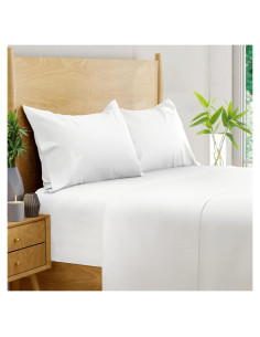 Juego de Sábanas Queen BAMPURE Viscosa de Bambú 4 Piezas