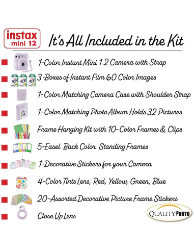 Cámara Instantánea Fujifilm Instax Mini 12 Púrpura + 60 Fotos