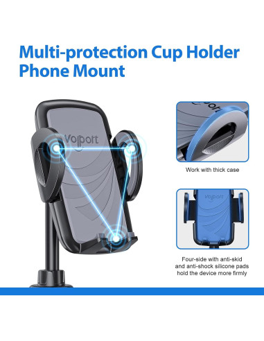 Soporte para Teléfono en Portavasos Volport, Ajustable 360