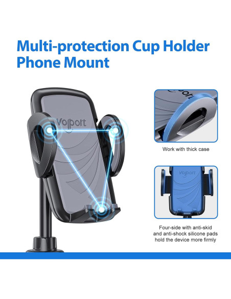 Soporte para Teléfono en Portavasos Volport, Ajustable 360