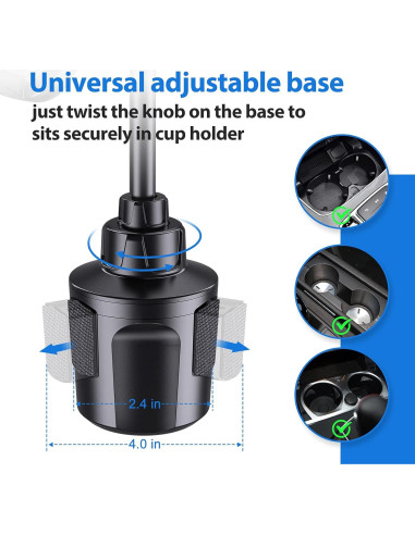 Soporte para Teléfono en Portavasos Volport, Ajustable 360