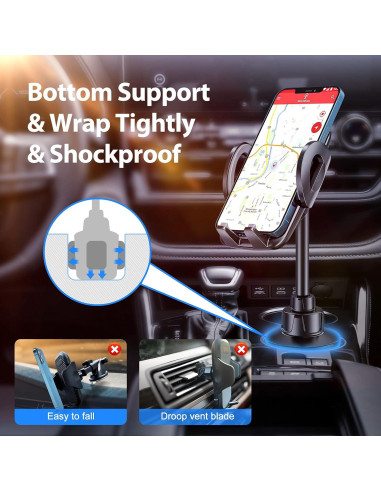 Soporte para Teléfono en Portavasos Volport, Ajustable 360