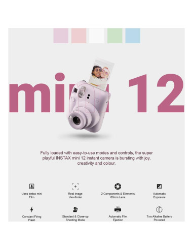 Cámara Instantánea Fujifilm Instax Mini 12 + Accesorios + 50 Hojas