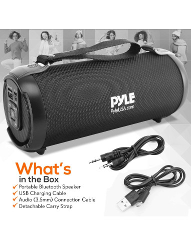 Altavoz Boombox Bluetooth Pyle PBMSPG3BK - 8.5W, Radio FM, USB