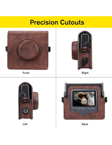 Funda Protectora Fintie para Cámara Fujifilm Instax Wide EVO - Cuero Vegano Marrón