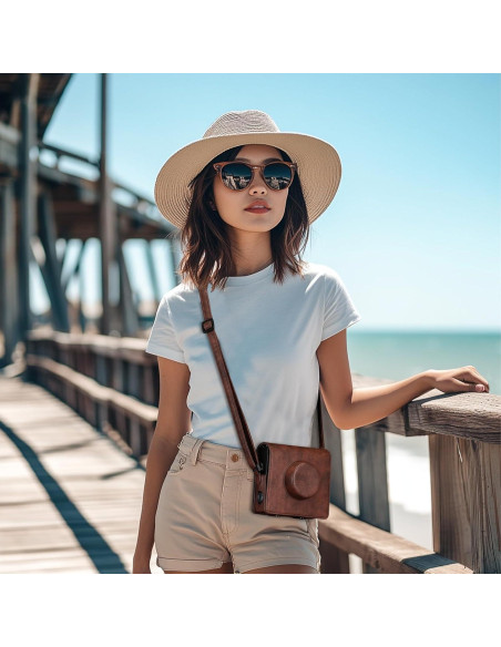 Funda Protectora Fintie para Cámara Fujifilm Instax Wide EVO - Cuero Vegano Marrón