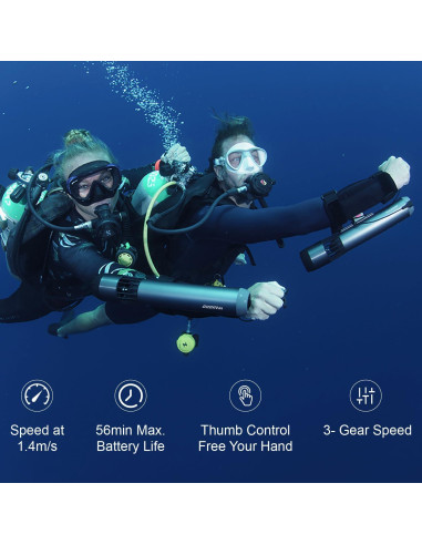 Scooter Submarino Waydoo Subnado Negro y Rojo 1.36 kg