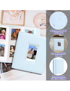 Álbum de Fotos CAIYOULE 288 Bolsillos Azul para Instax Mini 2