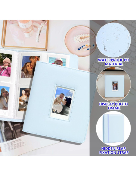 Álbum de Fotos CAIYOULE 288 Bolsillos Azul para Instax Mini