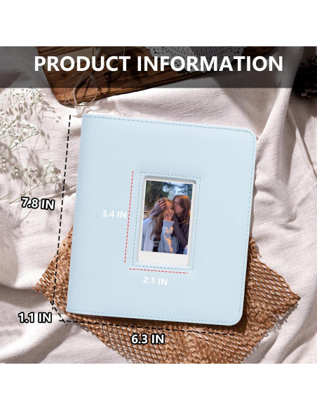 Álbum de Fotos CAIYOULE 288 Bolsillos Azul para Instax Mini