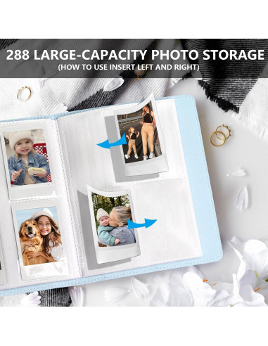 Álbum de Fotos CAIYOULE 288 Bolsillos Azul para Instax Mini