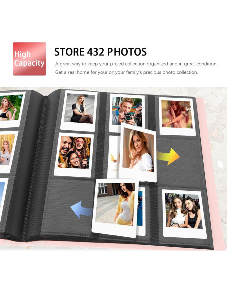 Álbum de fotos Rekeen 432 bolsillos rosa para Instax Mini