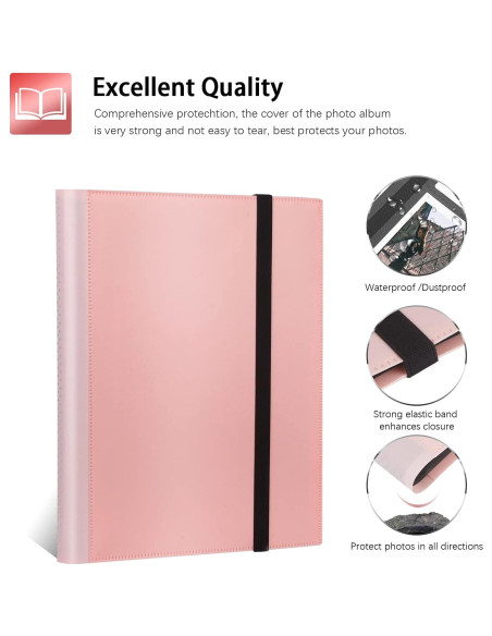 Álbum de fotos Rekeen 432 bolsillos rosa para Instax Mini