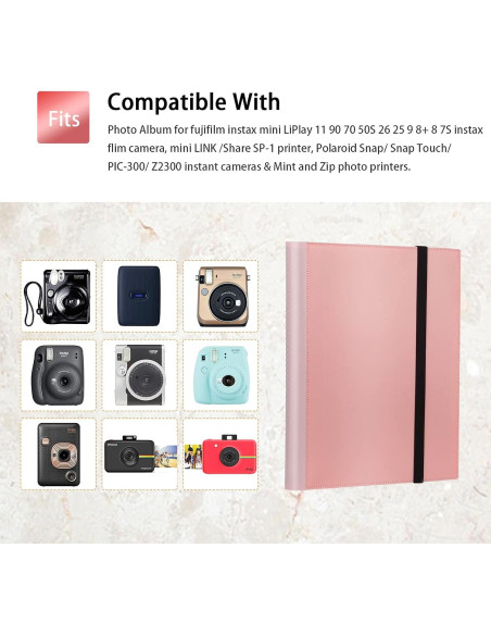 Álbum de fotos Rekeen 432 bolsillos rosa para Instax Mini