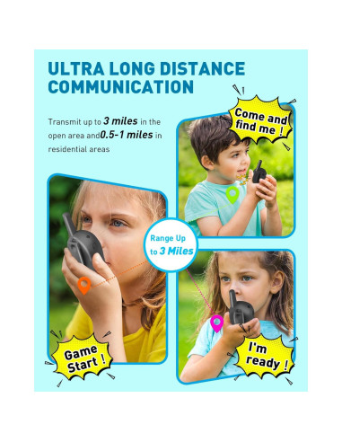 Walkie Talkies Hetyue para Niños - Alcance 4,83 km - 4 Pzs