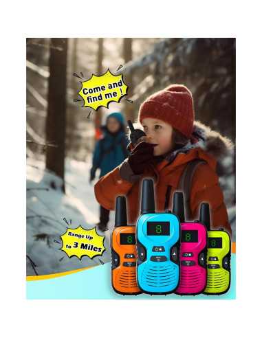 Walkie Talkies Hetyue para Niños - Alcance 4,83 km - 4 Pzs