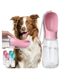 Botella de Agua para Perros Kalimdor 0.56L Rosa a Prueba de Fugas