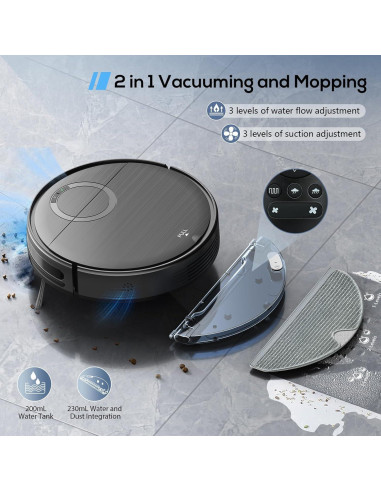 Aspiradora Robot MAMNV T7S 2 en 1 con Control Remoto 2000Pa