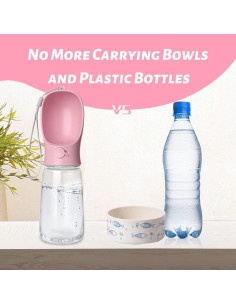 Botella de Agua para Perros Kalimdor 0.56L Rosa a Prueba de Fugas 2