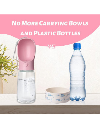 Botella de Agua para Perros Kalimdor 0.56L Rosa a Prueba de Fugas