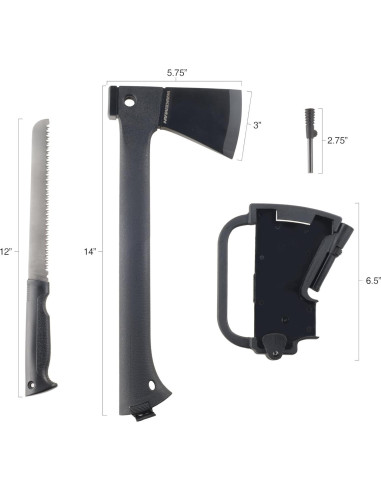 Hacha de Camping Wakeman con Sierra y Encendedor - Negro