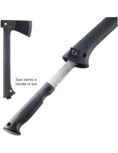 Hacha de Camping Wakeman con Sierra y Encendedor - Negro