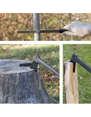 Hacha de Camping Wakeman con Sierra y Encendedor - Negro