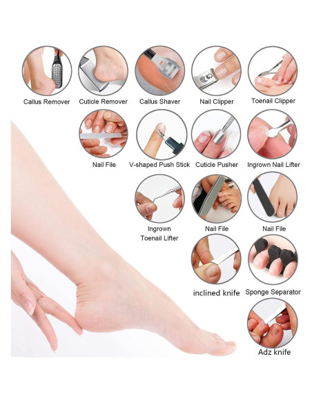 Kit de Pedicura 36 en 1 EKOCSIO con Herramientas Profesionales