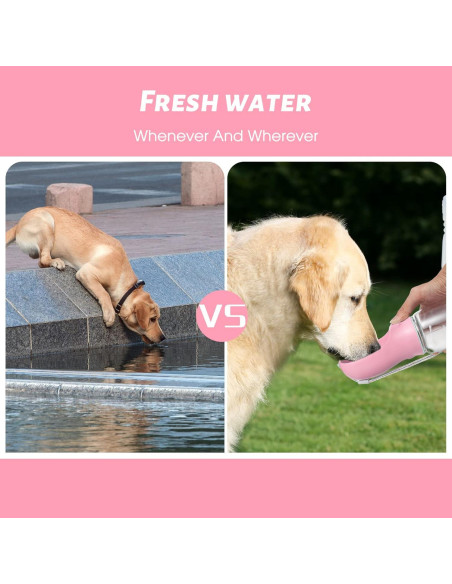 Botella de Agua para Perros Kalimdor 0.56L Rosa a Prueba de Fugas