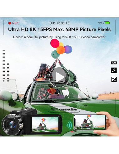 Cámara de Video MURAUX HDV01-8K 48MP 15FPS Zoom 18X