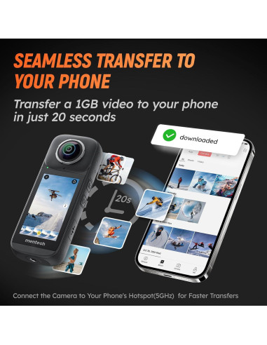 Cámara de Acción Mentech PanoX V3 8K 360 Impermeable