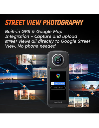 Cámara de Acción Mentech PanoX V3 8K 360 Impermeable
