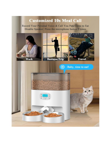 Comedero Automático HoneyGuaridan 6L para 2 Gatos WiFi