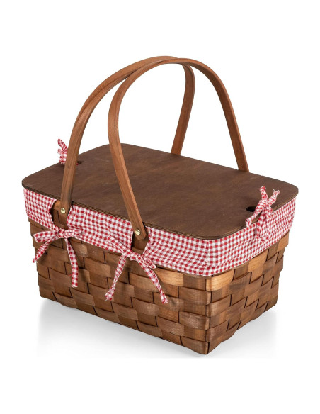 Cesta de Picnic de Madera Tejida a Mano Picnic Time 45.7x30.5cm