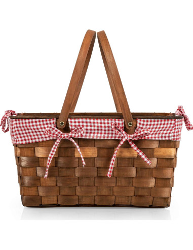 Cesta de Picnic de Madera Tejida a Mano Picnic Time 45.7x30.5cm