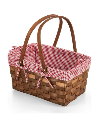 Cesta de Picnic de Madera Tejida a Mano Picnic Time 45.7x30.5cm