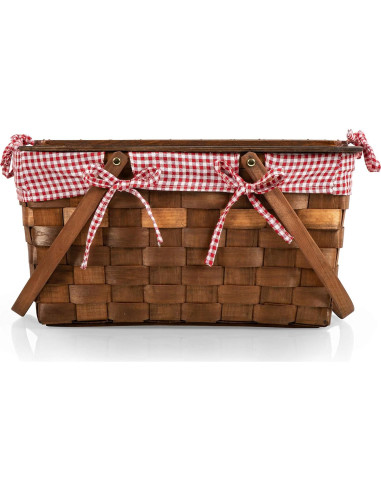 Cesta de Picnic de Madera Tejida a Mano Picnic Time 45.7x30.5cm