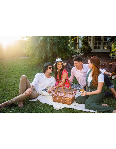 Cesta de Picnic de Madera Tejida a Mano Picnic Time 45.7x30.5cm