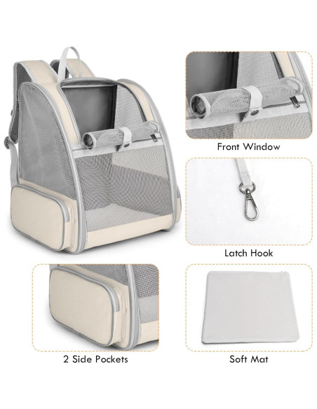 Mochila Transportadora para Gatos SSAWcasa 38x32x42cm Beige