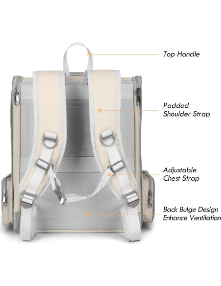 Mochila Transportadora para Gatos SSAWcasa 38x32x42cm Beige
