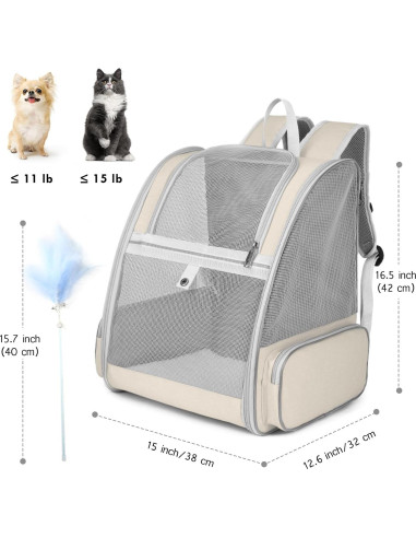 Mochila Transportadora para Gatos SSAWcasa 38x32x42cm Beige